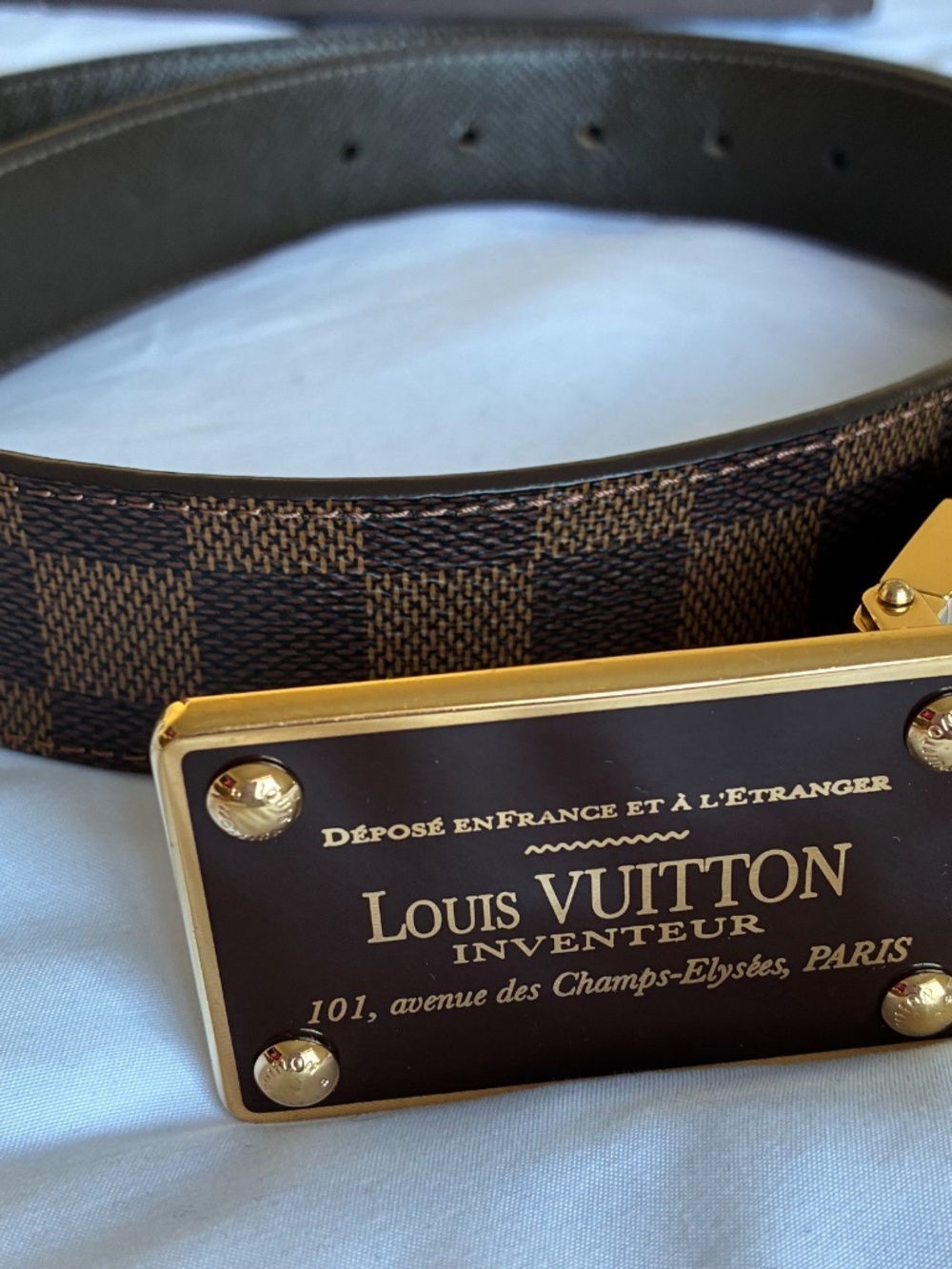RARE Authentic Louis Vuitton Damier Ebene Canvas Inventeur Reversible Belt 100cm - Picture 3 of 10